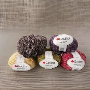 Gedifra Diandra Yarn Lot 5 Wool Linen Bulky Italy Multi Color Chunky Knit